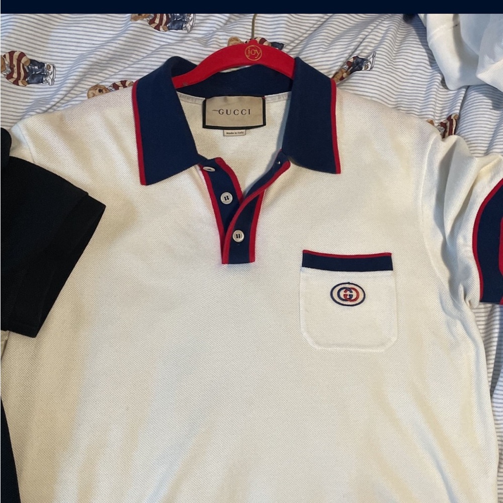 Gucci Blue and White Polo with Classic Preppy Design